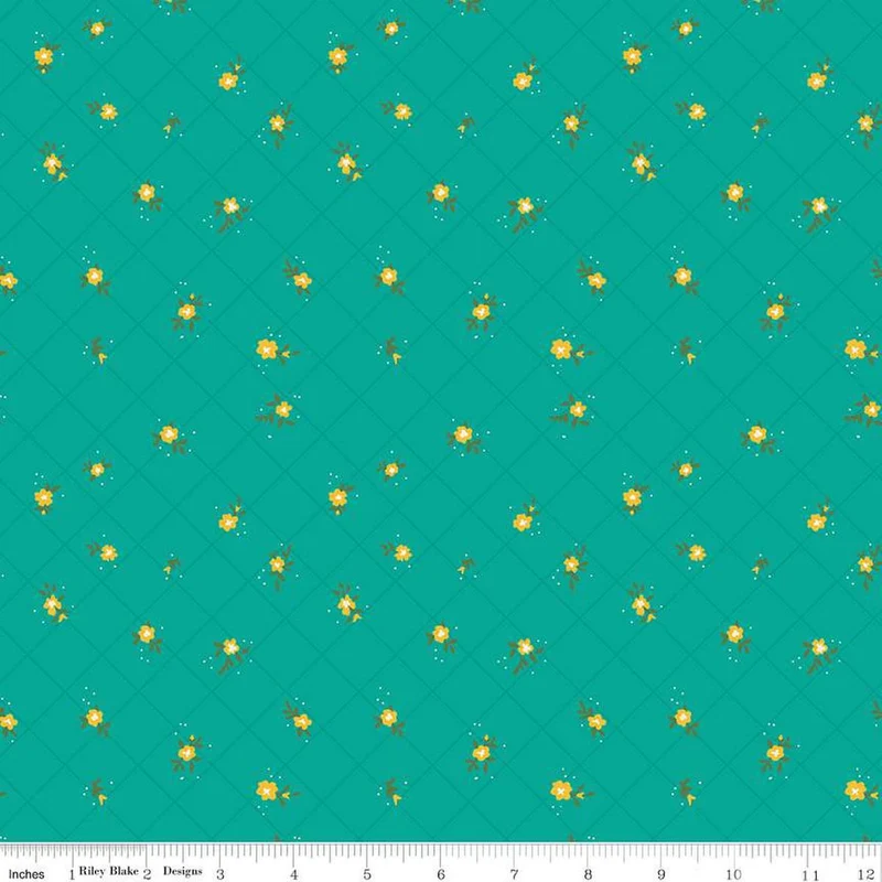 Market Street, Flower Grid on Teal