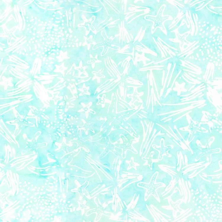 Paradise Bay Batiks, Starfish Collage, Seafoam