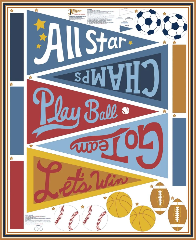 All Star Pennant Panel , 36" X 44"