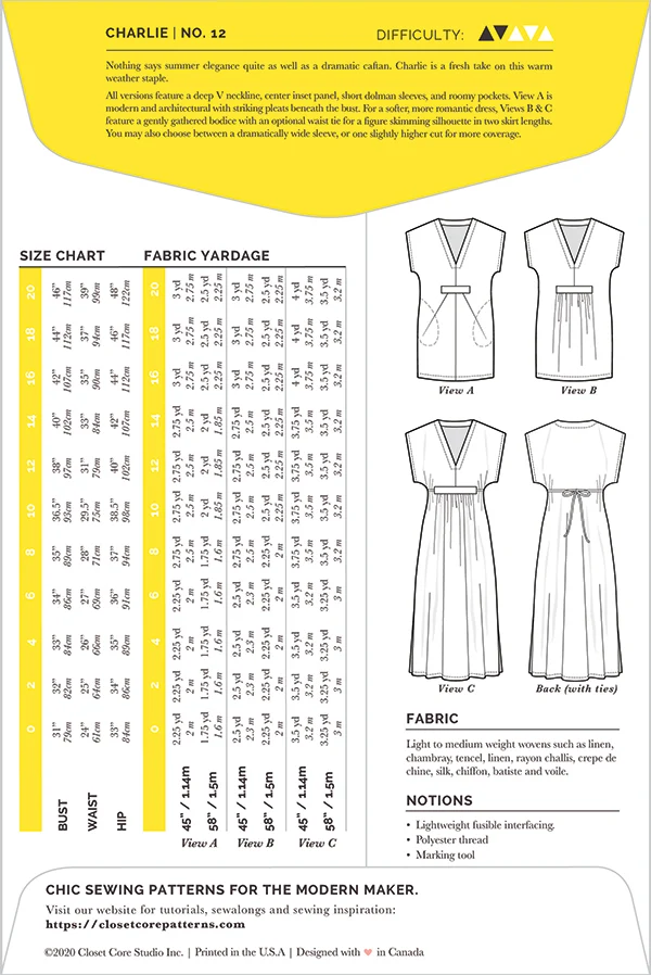Closet Core, Charlie Caftan, pattern