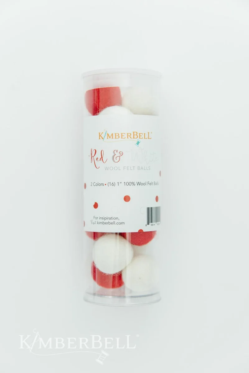 Wool Felt Balls Red & White